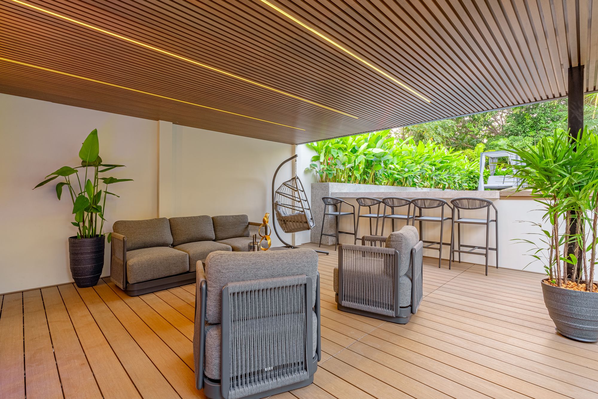 Covered outdoor lounge
